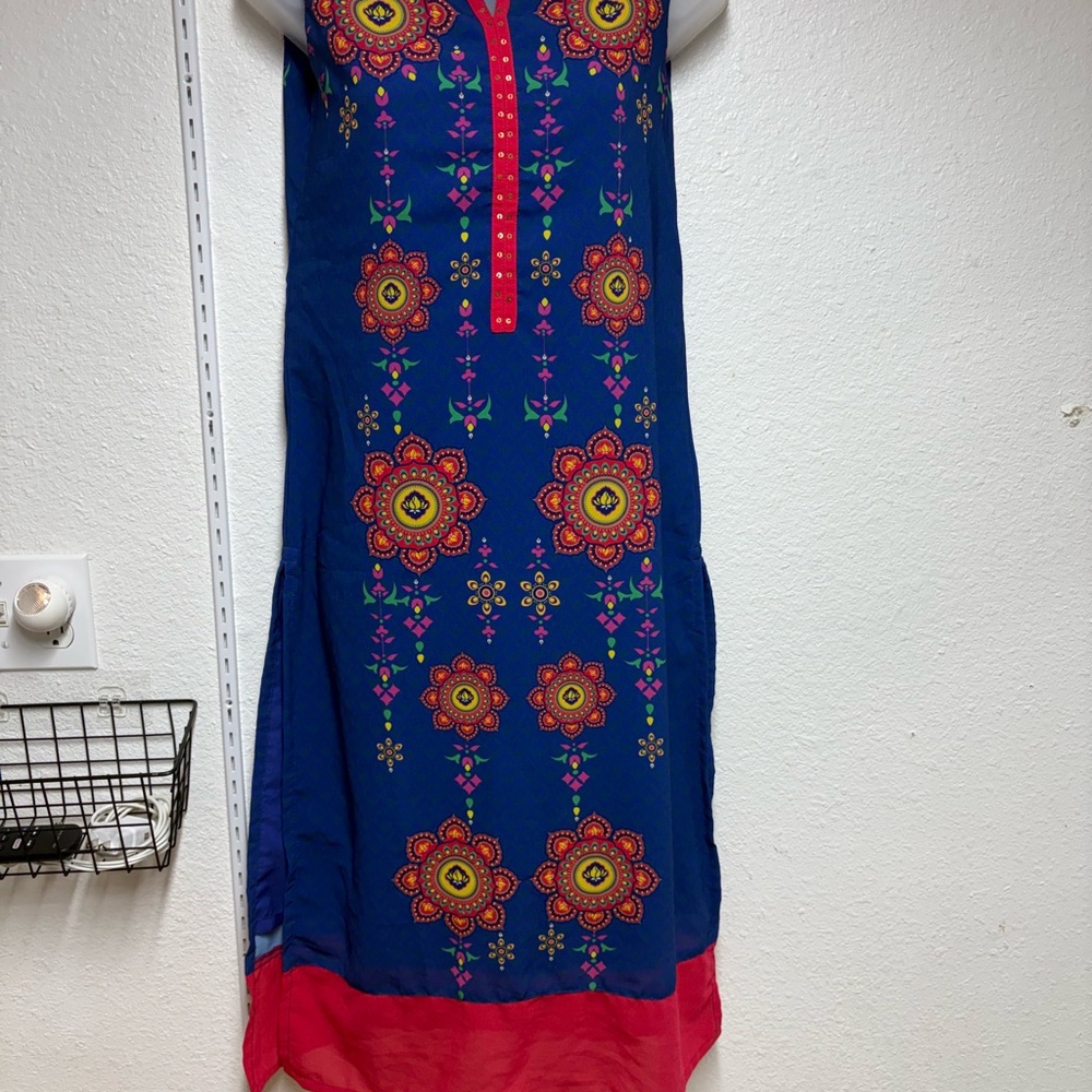 Floral Blue and Red Women's Dress 110